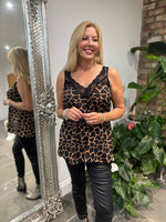 Camel Giraffe Print Lace Trim Vest Megan